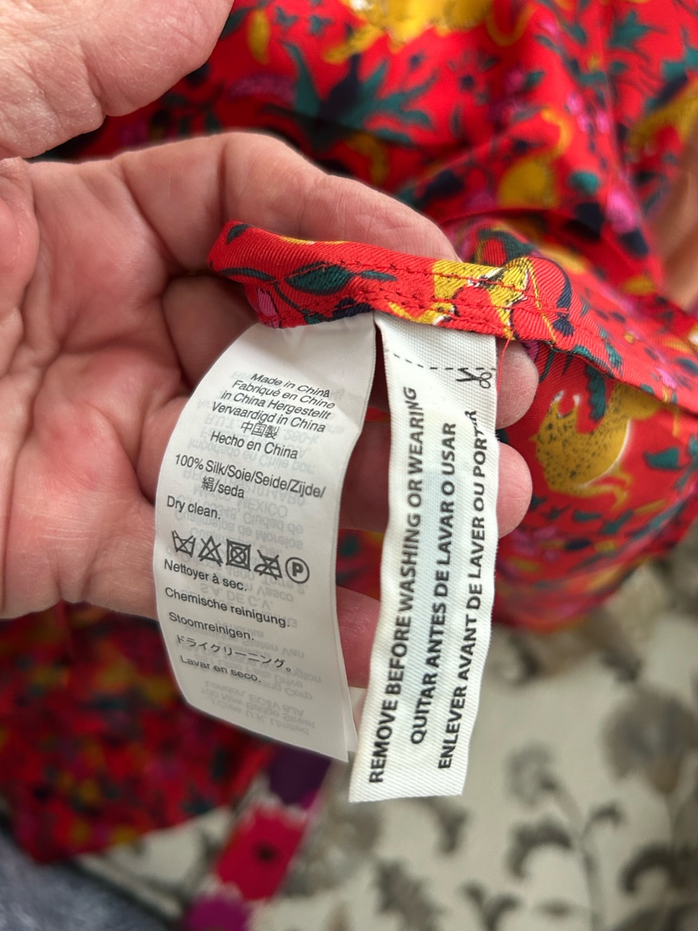 J. Crew Red Multicolor Jungle Cat Floral Silk-Twill Shirt - Picture 11 of 11